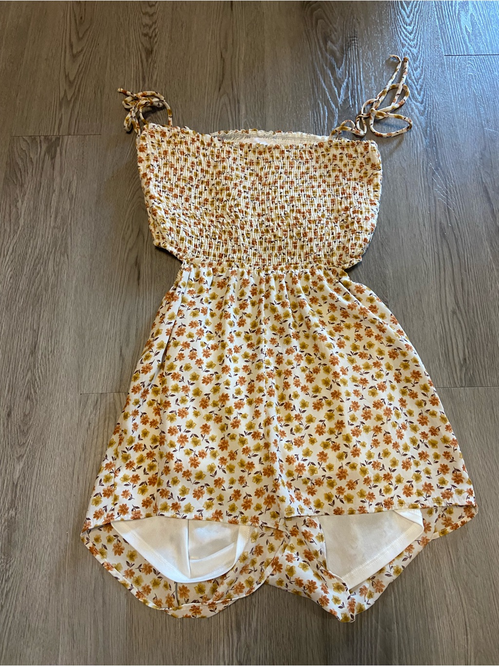 Sadie & Sage Yellow Floral Smocked Romper